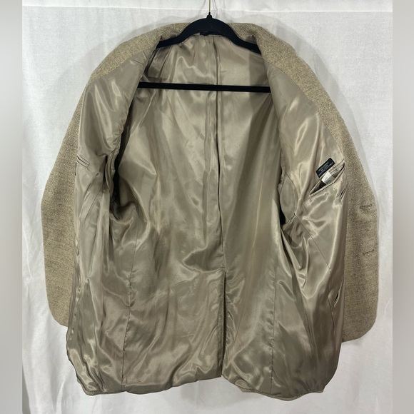 Roundtree & Yorke Wool Mohair Blazer Brown Elbow Patches Size 42S - Picture 3 of 7